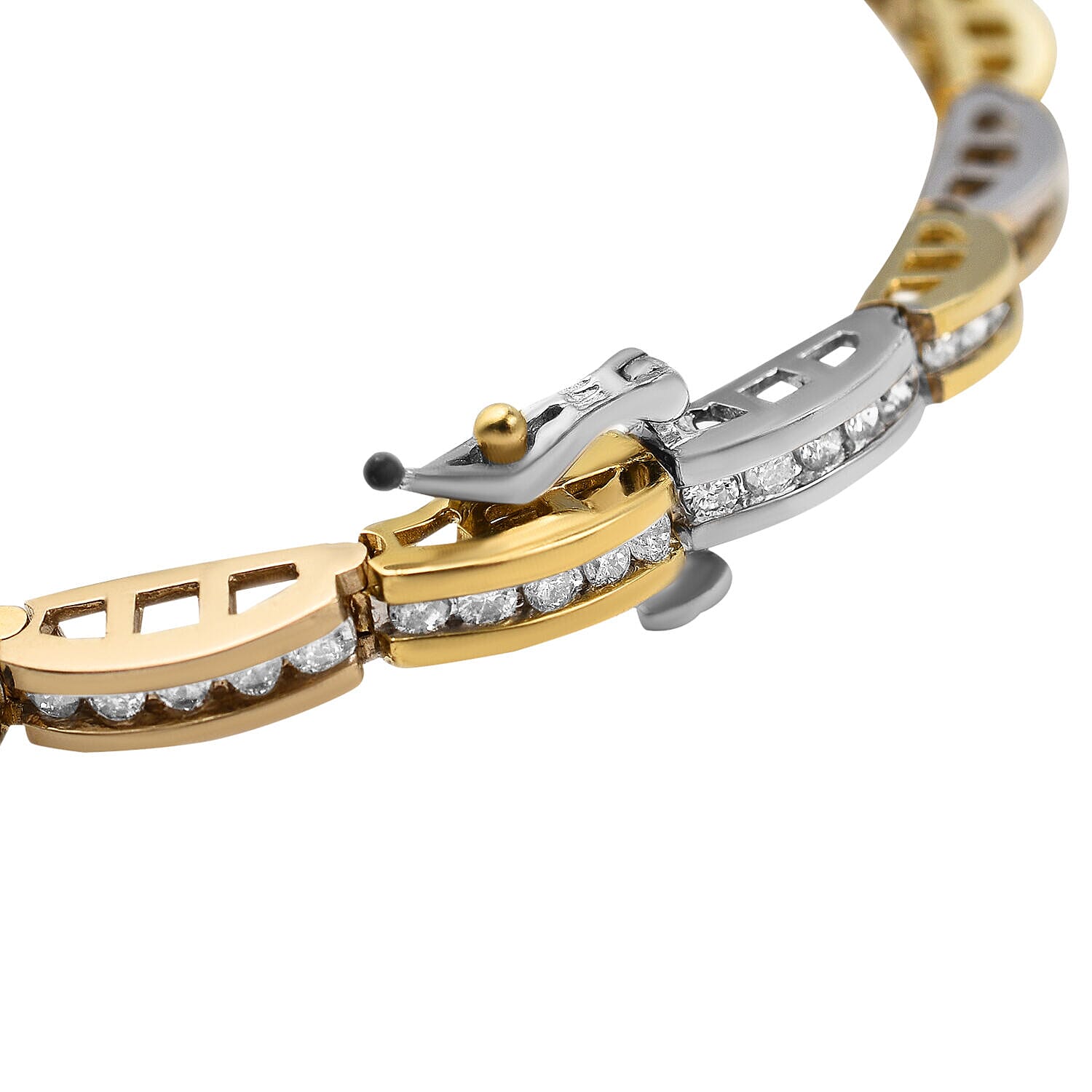 NY Close Out- 14K White and Yellow Gold Diamond (I1-G-H) Bracelet (Size - 7.25) 2.00 Ct, Gold Wt. 14.00 Gms