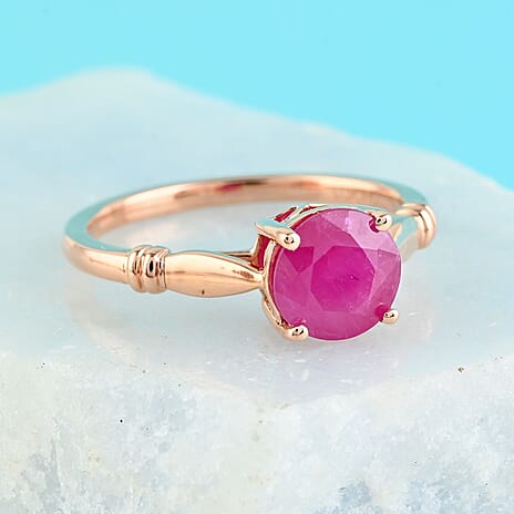 14K Rose Gold Natural AAA Montepuez Ruby Ring 1.50 Ct.