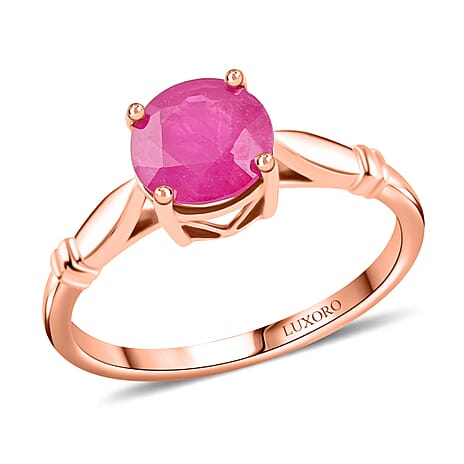 14K Rose Gold Natural AAA Mozambique Ruby Ring 1.50 Ct.