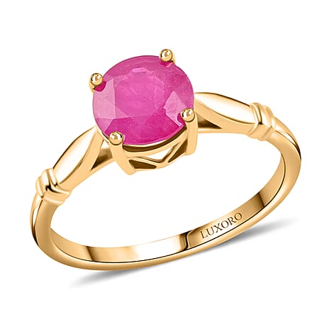 14K Yellow Gold Natural AAA Mozambique Ruby Ring 1.50 Ct.