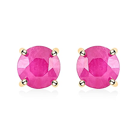 ILIANA-Natural AAA Montepuez Mozambique Ruby Stud Earrings in 18K Yellow Gold