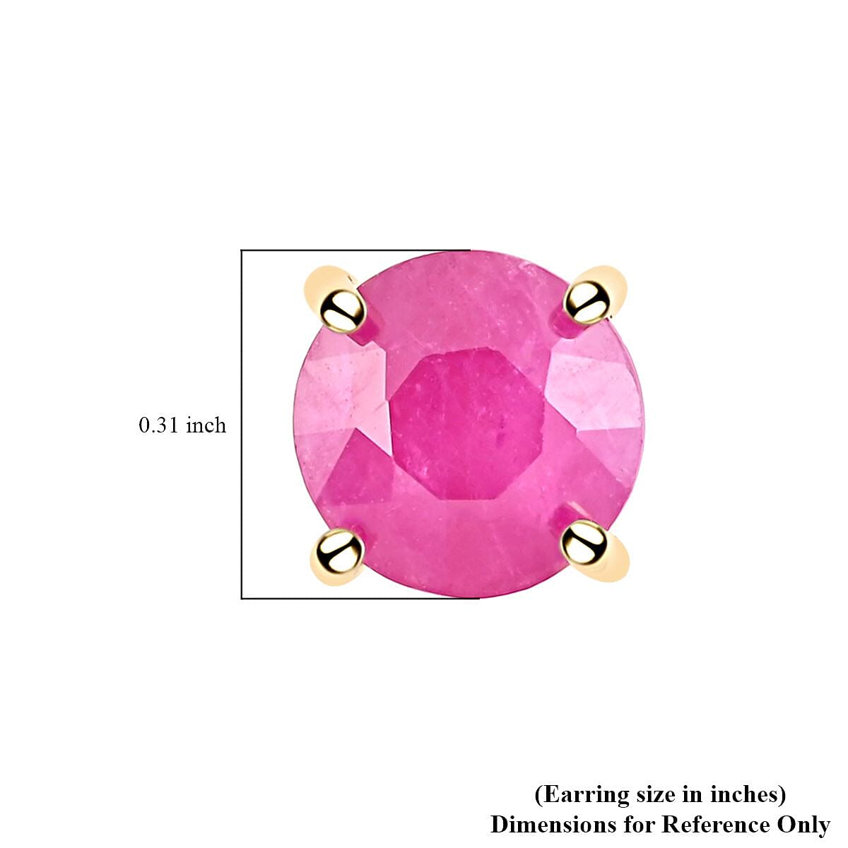 ILIANA-18K Yellow Gold Natural AAA Montepuez Mozambique Ruby Stud Earrings  2.00 Ct.