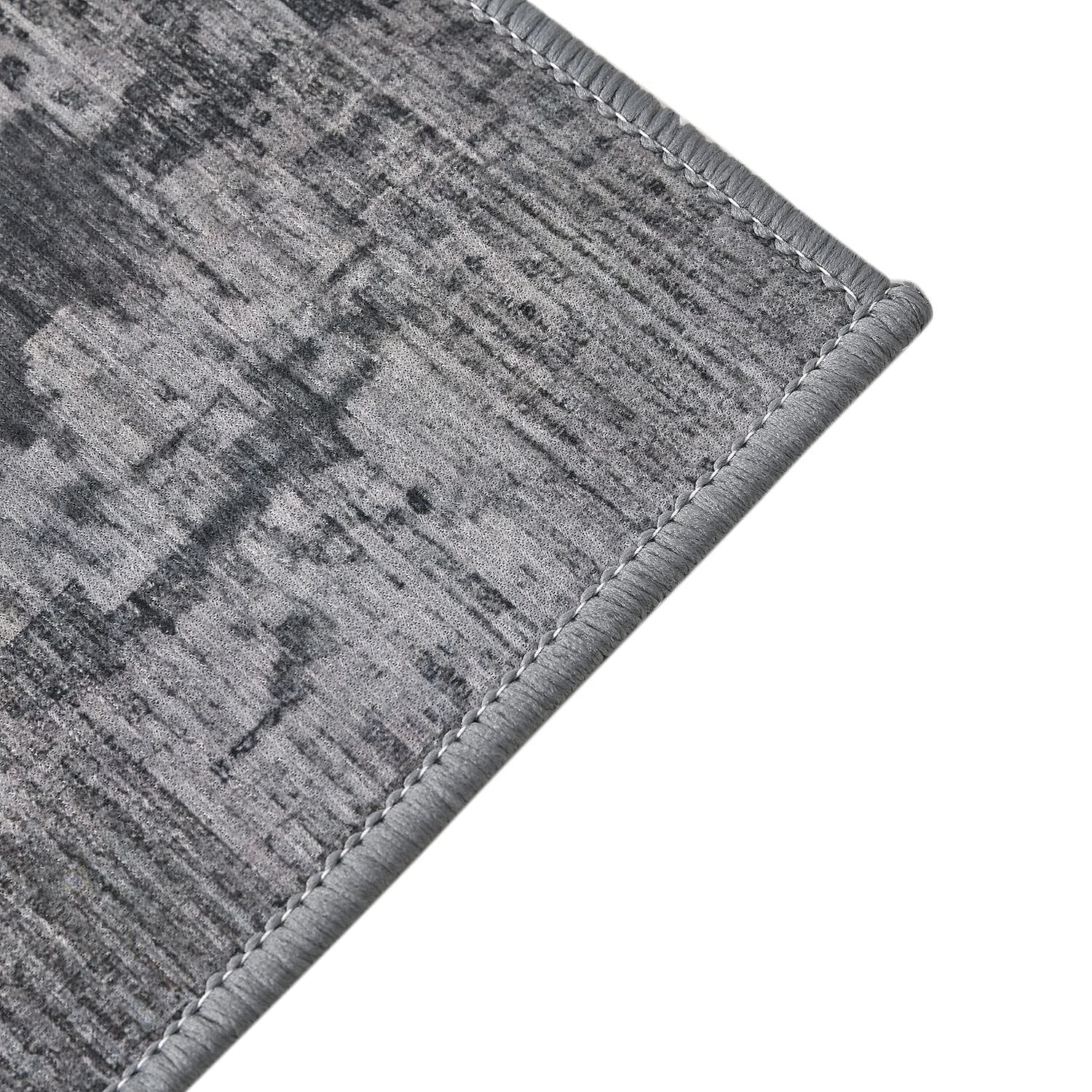 Homesmart Flower Pattern Velvet Rug (Size 120x80) - Antique Grey