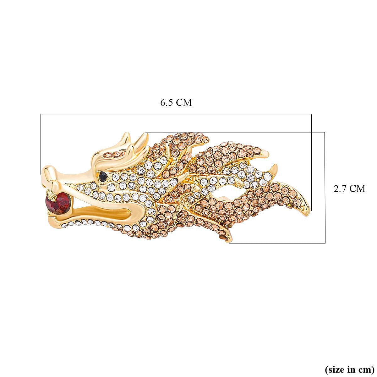 Multi Colour Austrian Crystal Alligator Brooch in Yellow Gold Tone.
