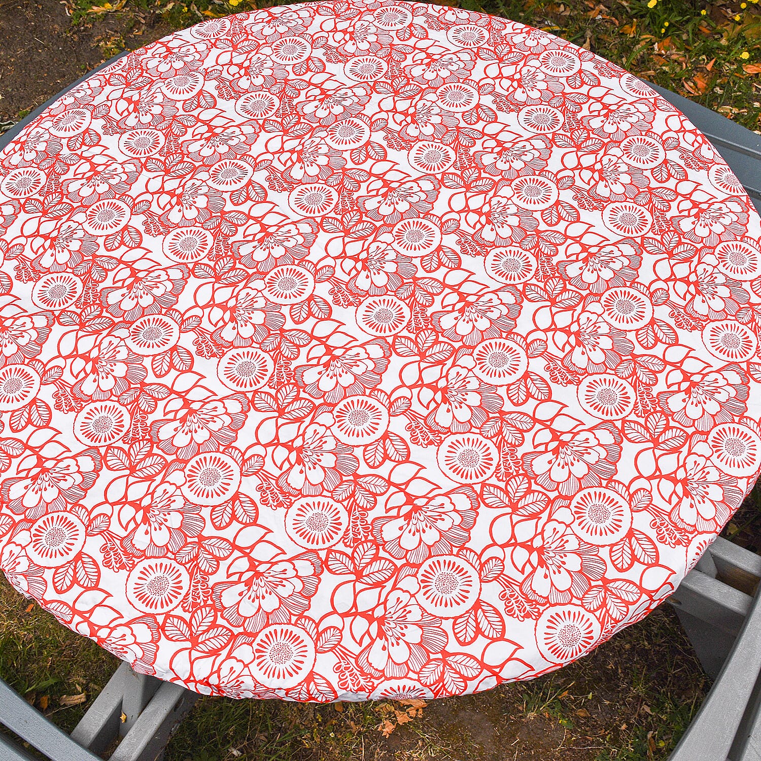 Homesmart Floral Pattern Round Table Cloth (Size 140 cm) - Orange