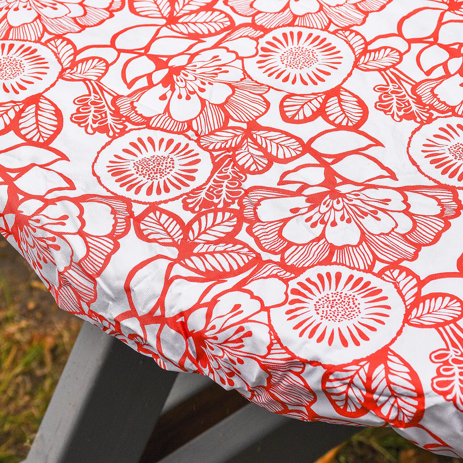 Homesmart Floral Pattern Round Table Cloth (Size 140 cm) - Orange