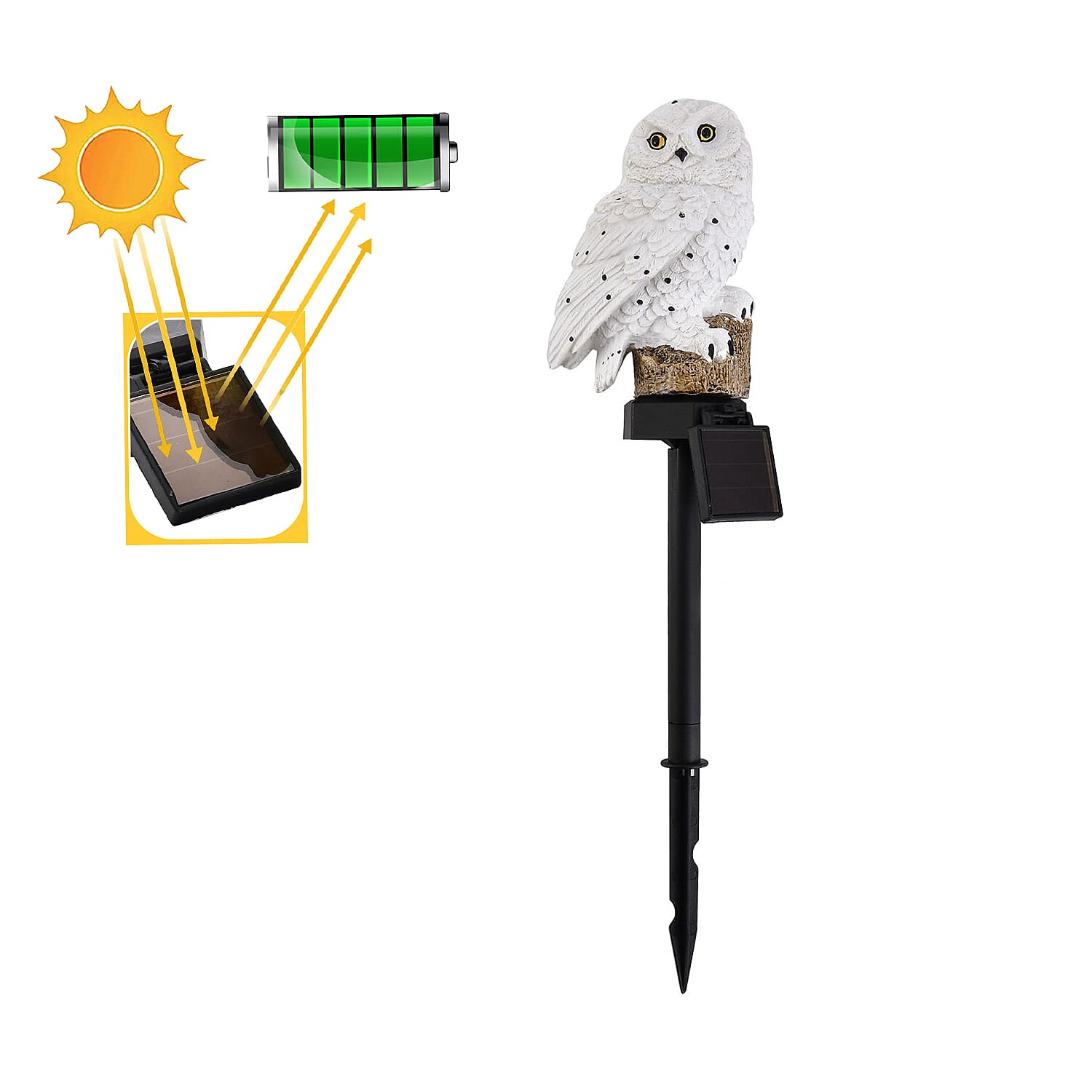 LED Solar Garden Owl Stake Light (Size 42x9x7 cm) - White