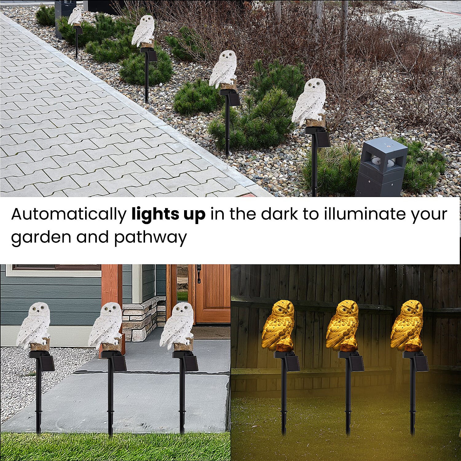 LED Solar Garden Owl Stake Light (Size 42x9x7 cm) - White