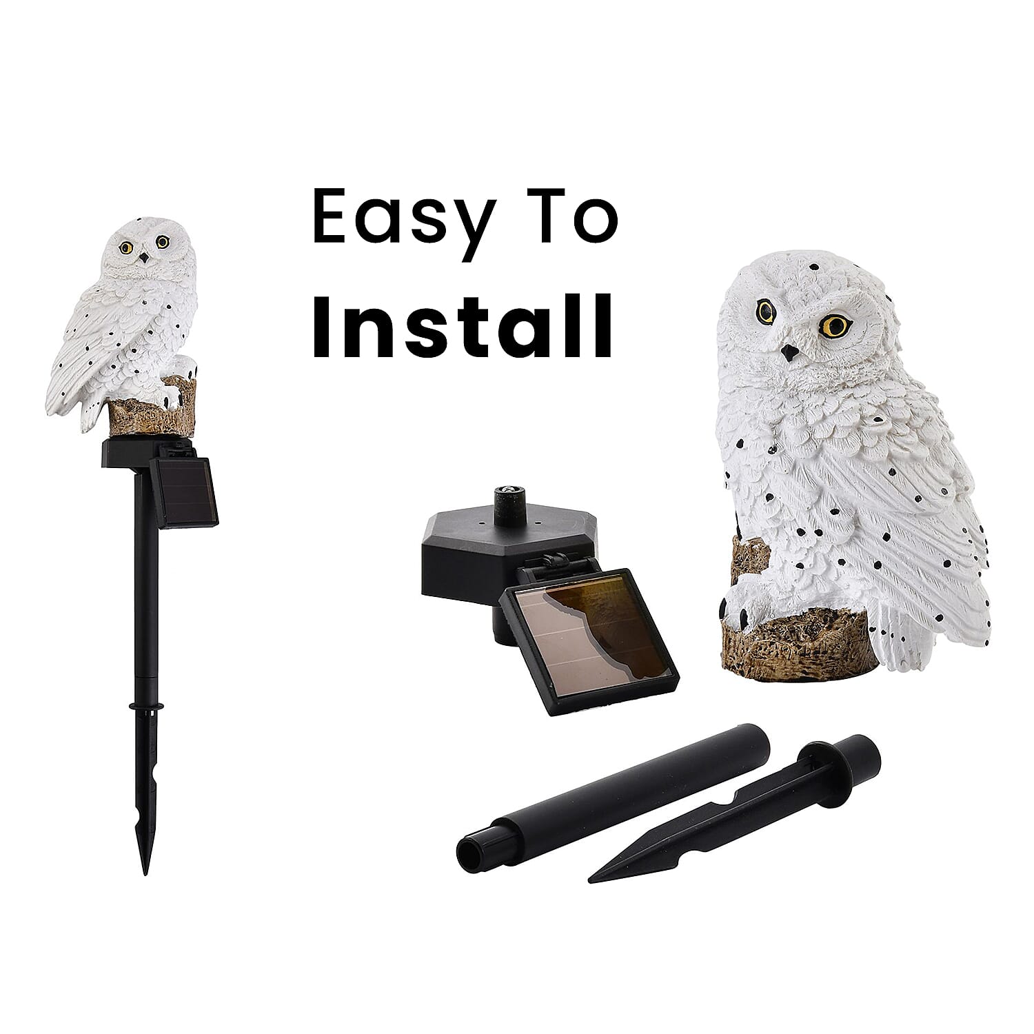 LED Solar Garden Owl Stake Light (Size 42x9x7 cm) - White