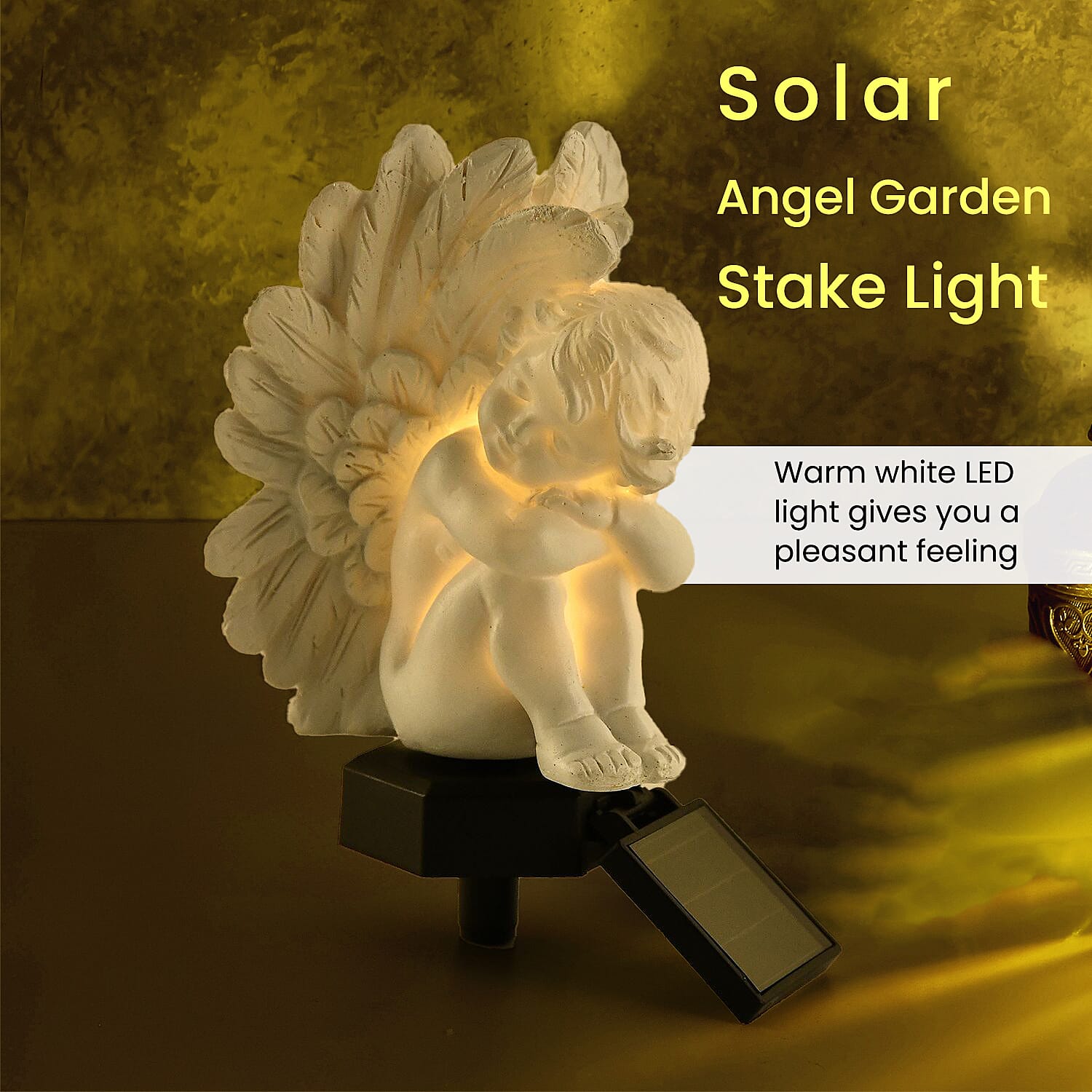LED Solar Garden Angel Stake Light (Size 42x10x9 cm) - White