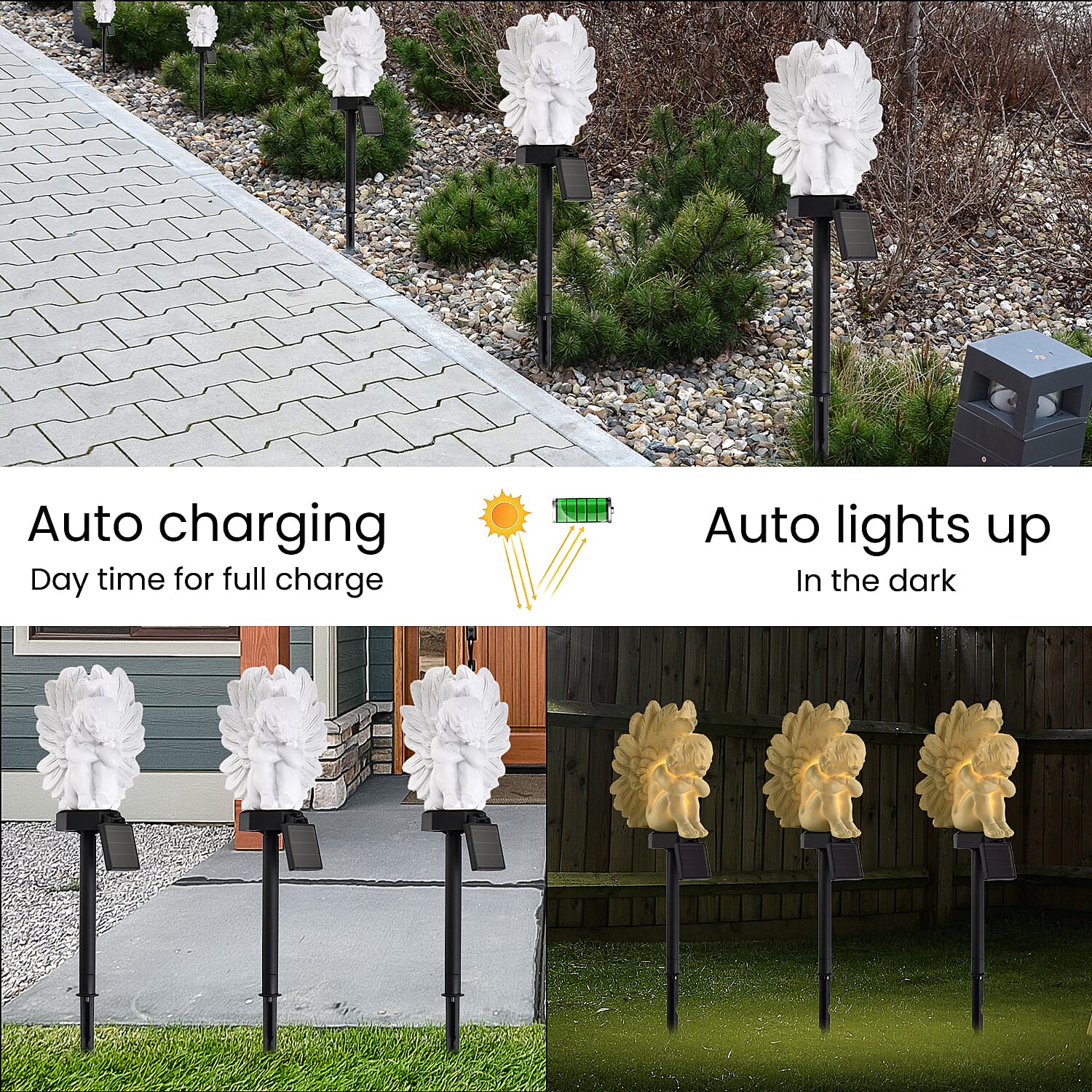 LED Solar Garden Angel Stake Light (Size 42x10x9 cm) - White