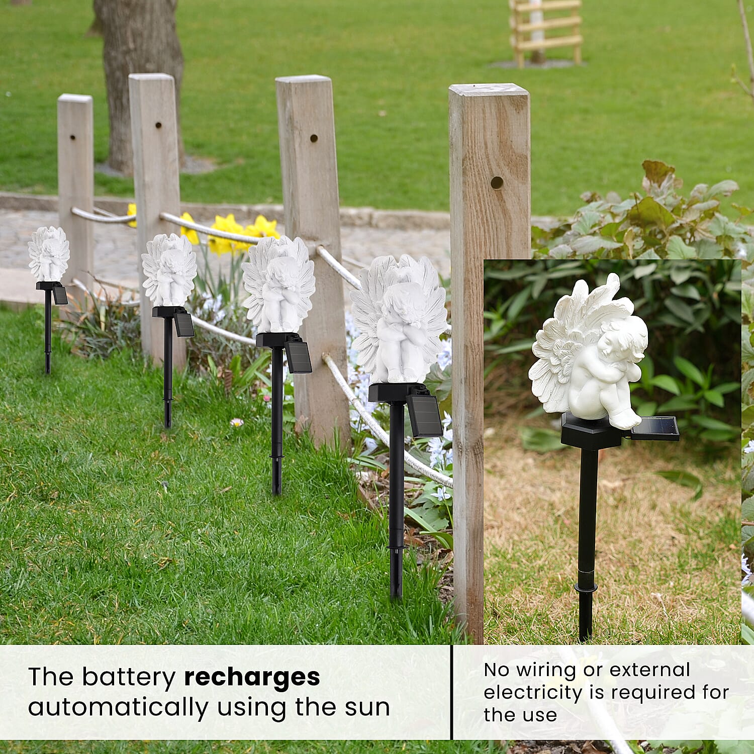 LED Solar Garden Angel Stake Light (Size 42x10x9 cm) - White