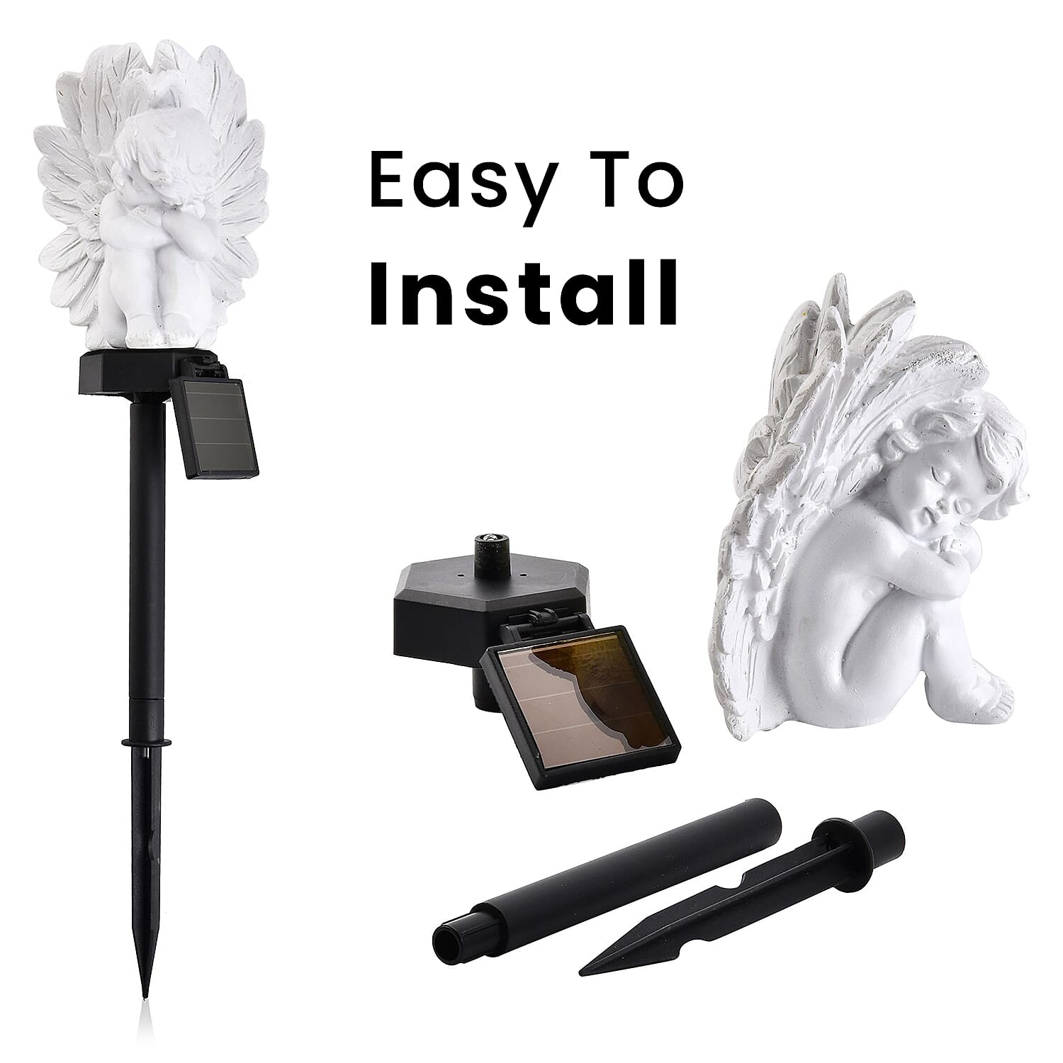 LED Solar Garden Angel Stake Light (Size 42x10x9 cm) - White