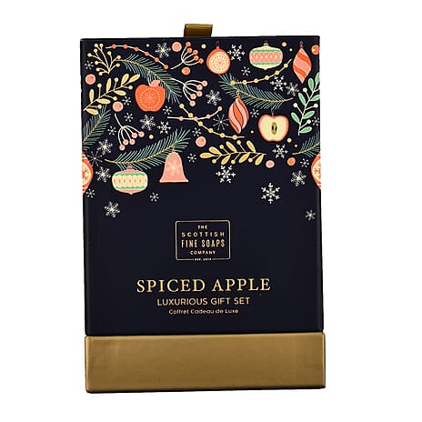 Scottish Fine Soaps - Spiced Apple Luxurious Gift Set 3x75ml Tubes, 1x40g Soap, Drum