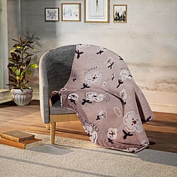 Floral Pattern Flannel Blanket (King Size, 200x150 cm) - Green