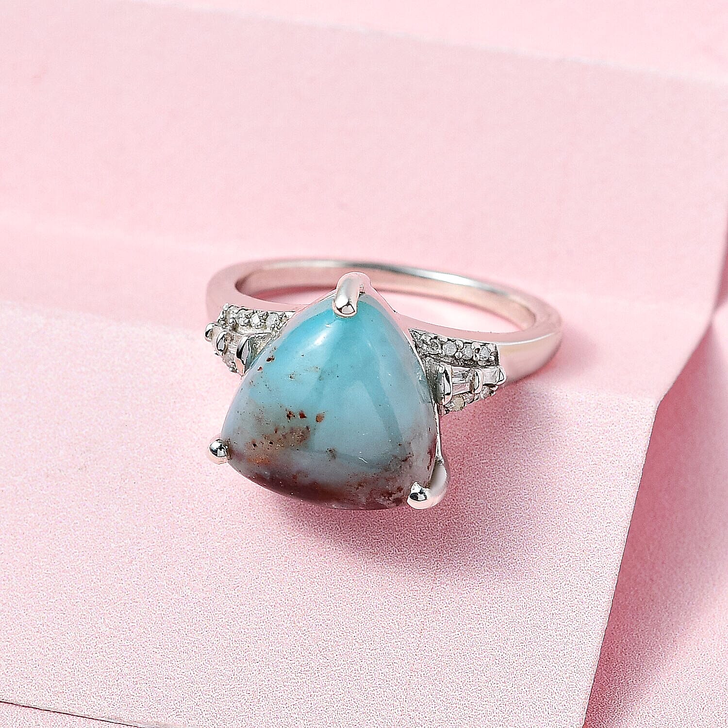 Zimbaprase and Diamond Ring in Platinum Overlay Sterling Silver 6.89 Ct.