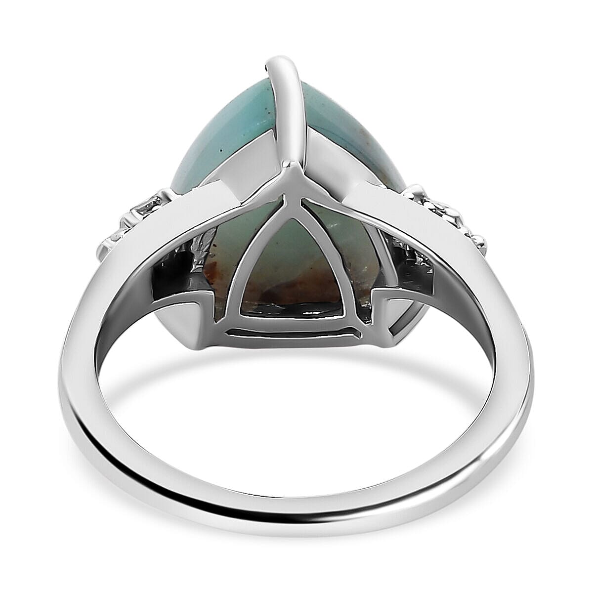 Zimbaprase and Diamond Ring in Platinum Overlay Sterling Silver 6.89 Ct.