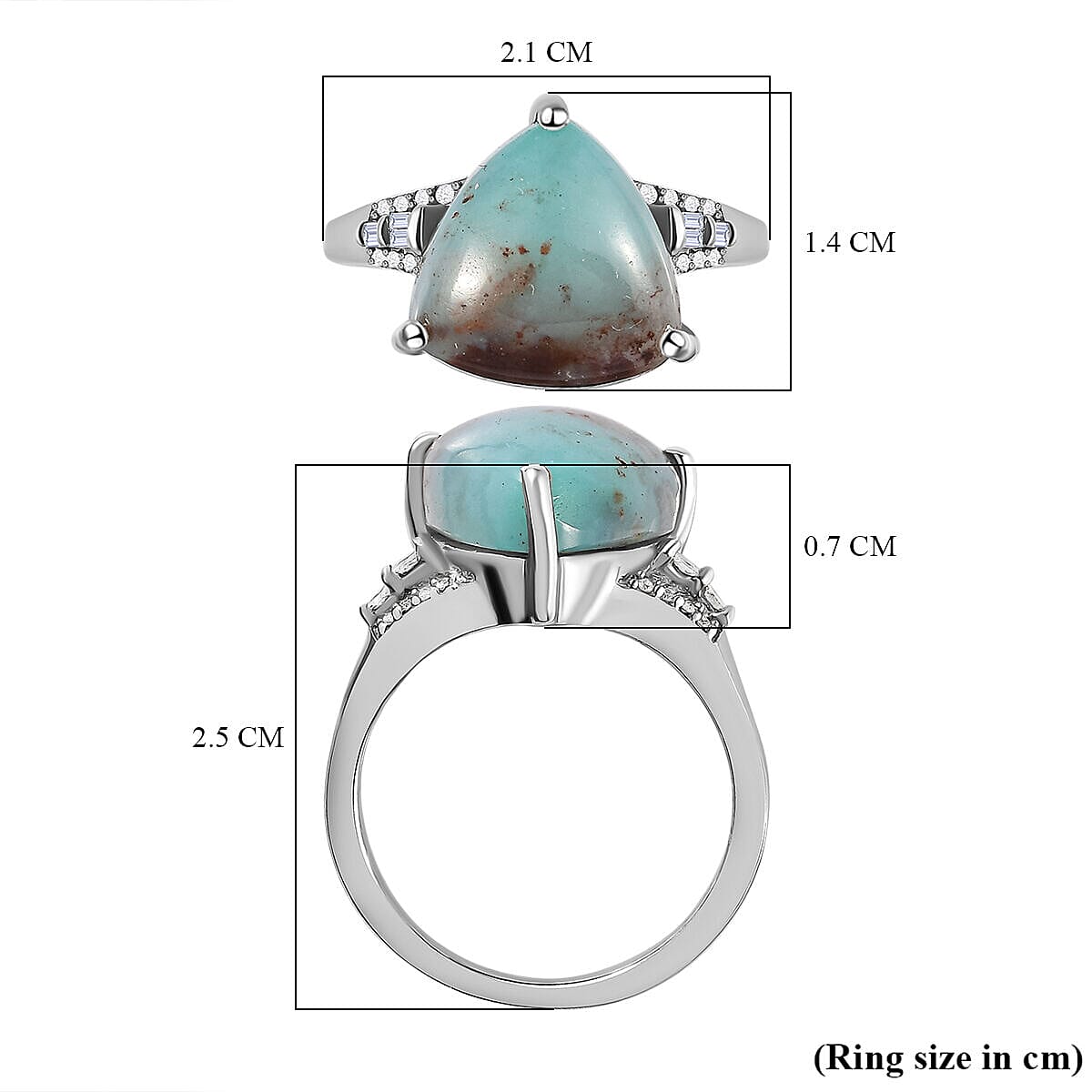 Zimbaprase and Diamond Ring in Platinum Overlay Sterling Silver 6.89 Ct.