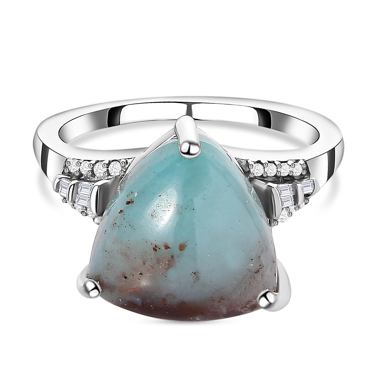 Zimbaprase and Diamond Ring in Platinum Overlay Sterling Silver