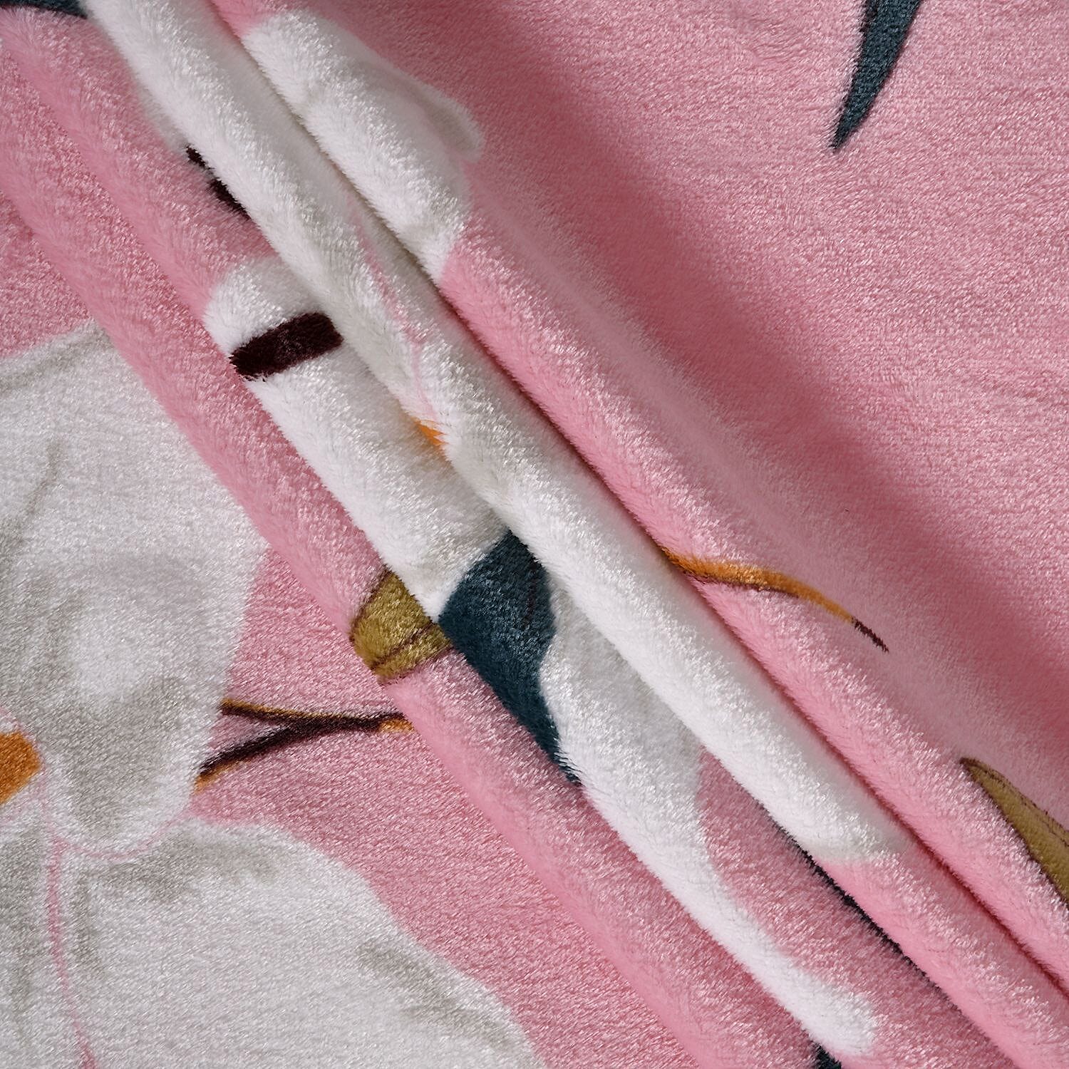 Lily Floral Print Super Soft Fleece Blanket (200x150 cm) - Pink