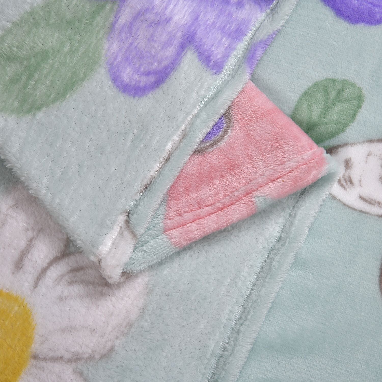 Multi Colour Floral Print Super Soft Fleece Blanket (200x150 cm) - Mint Green