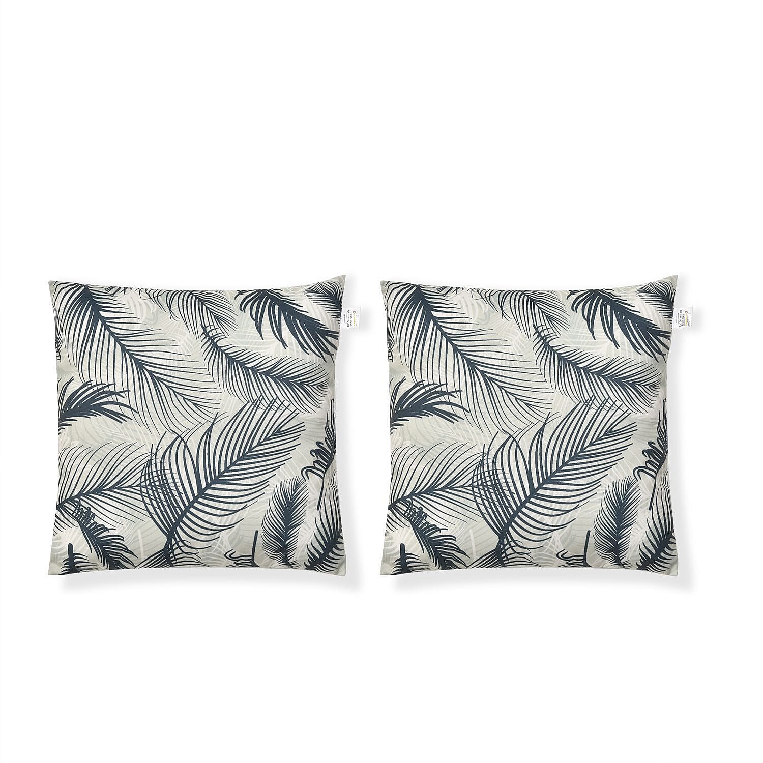 Set of 2 - Palm Leaves Pattern Cushion (Size - 43cm) - Greyish Green