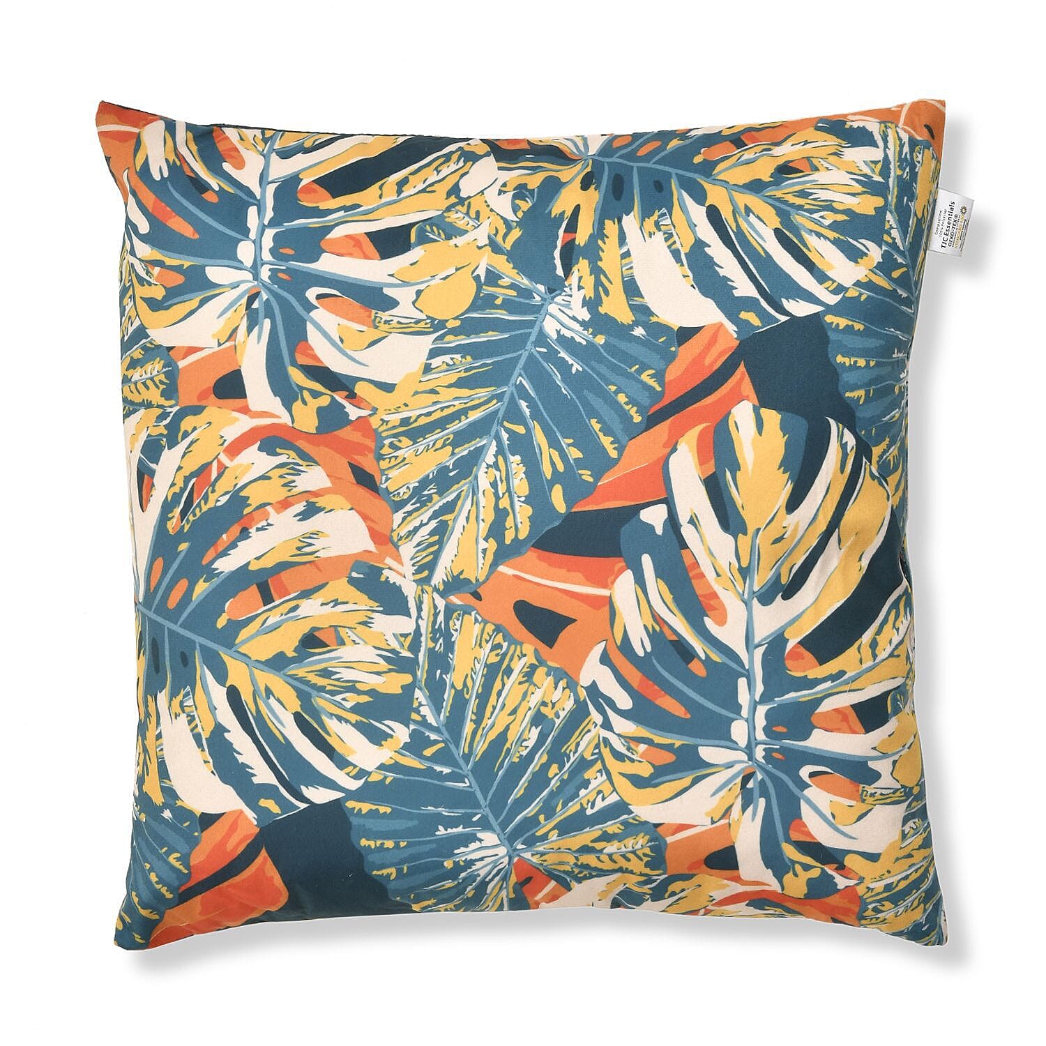 Set of 2 - Tropical Leaf Pattern Cushion (Size - 43 cm) - Orange and Multi
