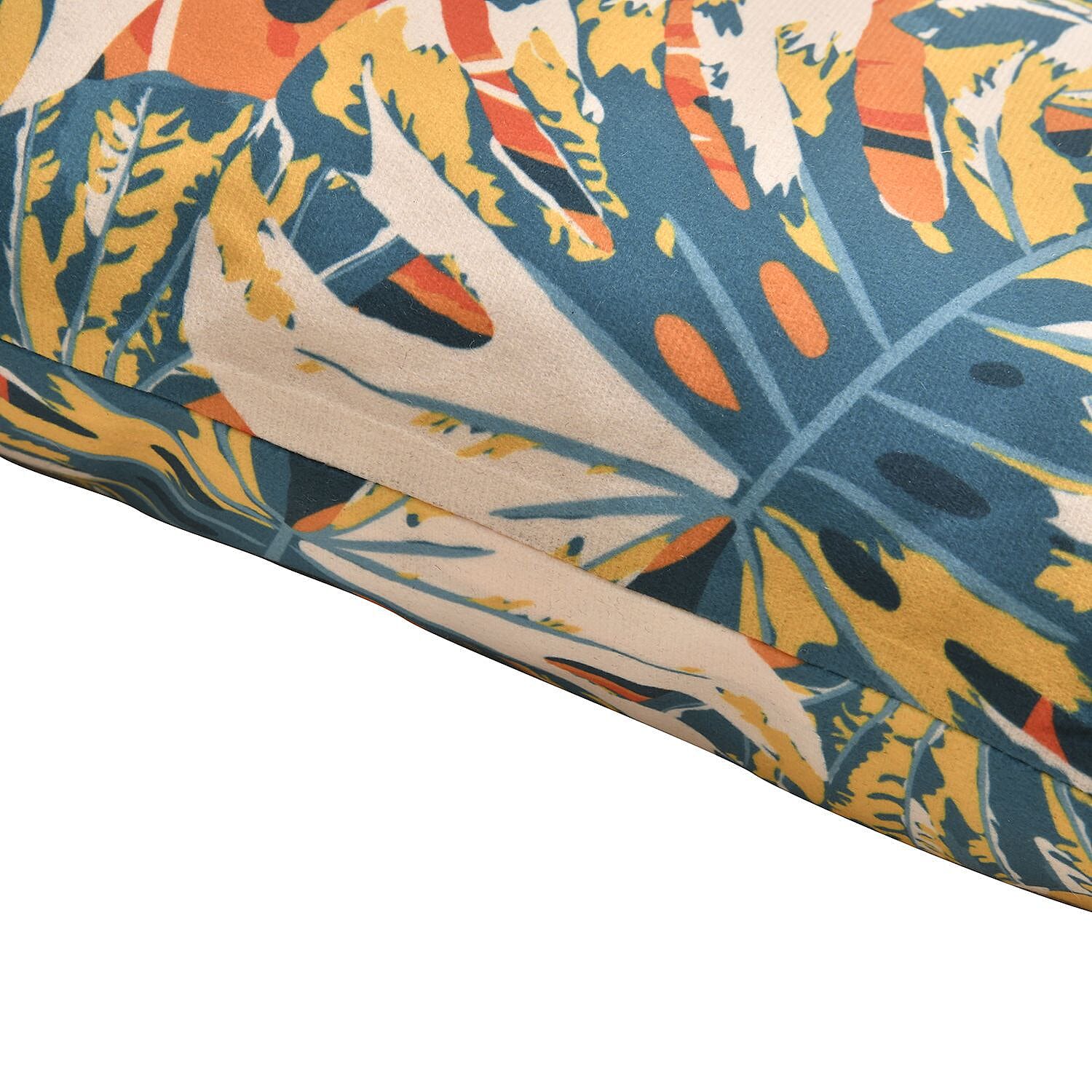 Set of 2 - Tropical Leaf Pattern Cushion (Size - 43 cm) - Orange and Multi