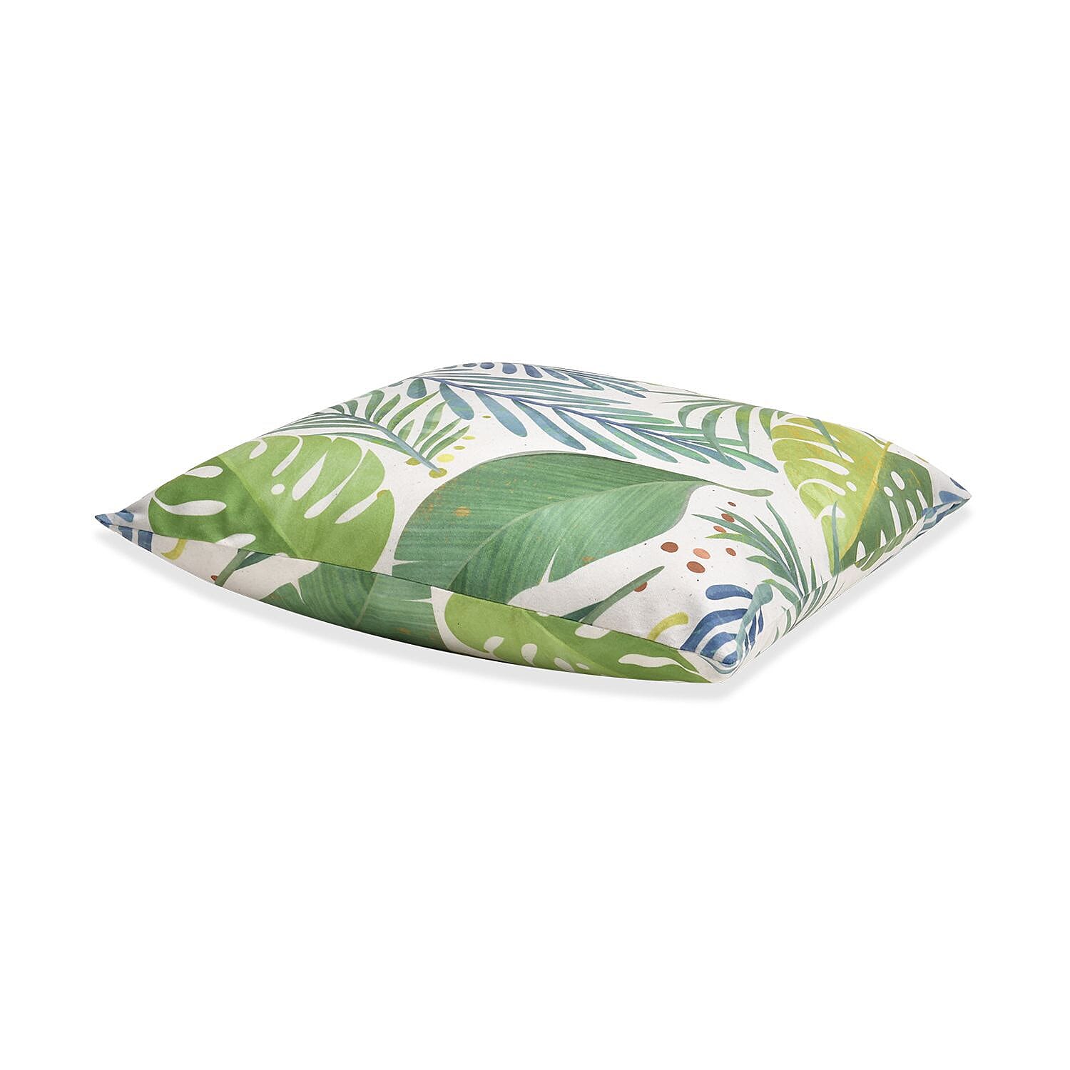 Set of 2 - Tropical Leaf Pattern Cushion (Size 43 cm) - Light Green