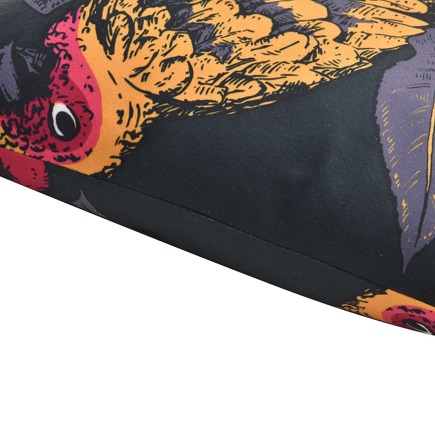 Set of 2 - Tropical Plant and Bird Pattern Cushion (Size 43 cm) - Black and Multi