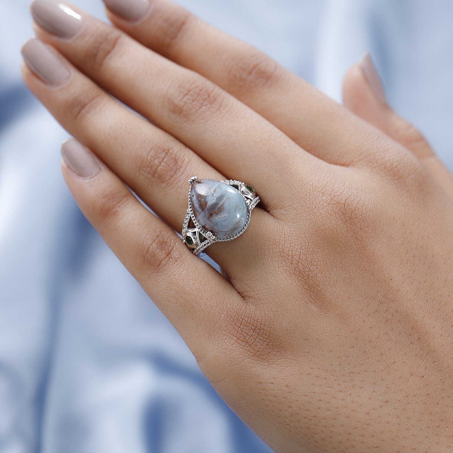 Zimbaprase and Multi Gemstone Ring in Platinum Overlay Sterling Silver 9.93 Ct