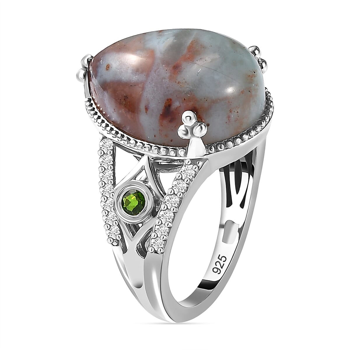 Zimbaprase and Multi Gemstone Ring in Platinum Overlay Sterling Silver 9.93 Ct