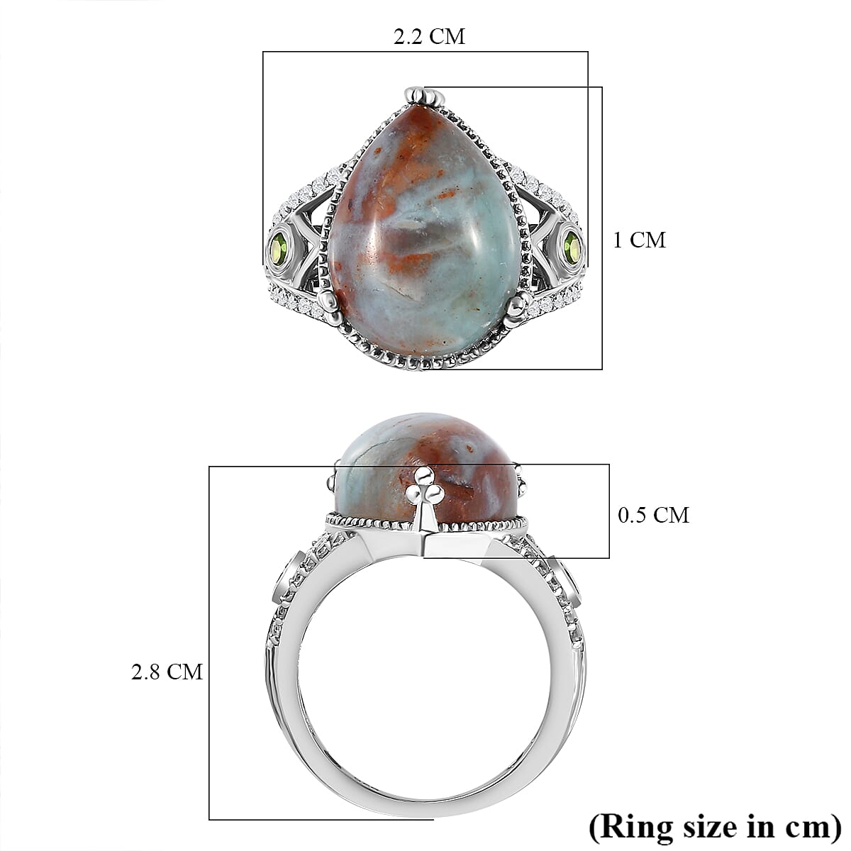 Zimbaprase and Multi Gemstone Ring in Platinum Overlay Sterling Silver 9.93 Ct