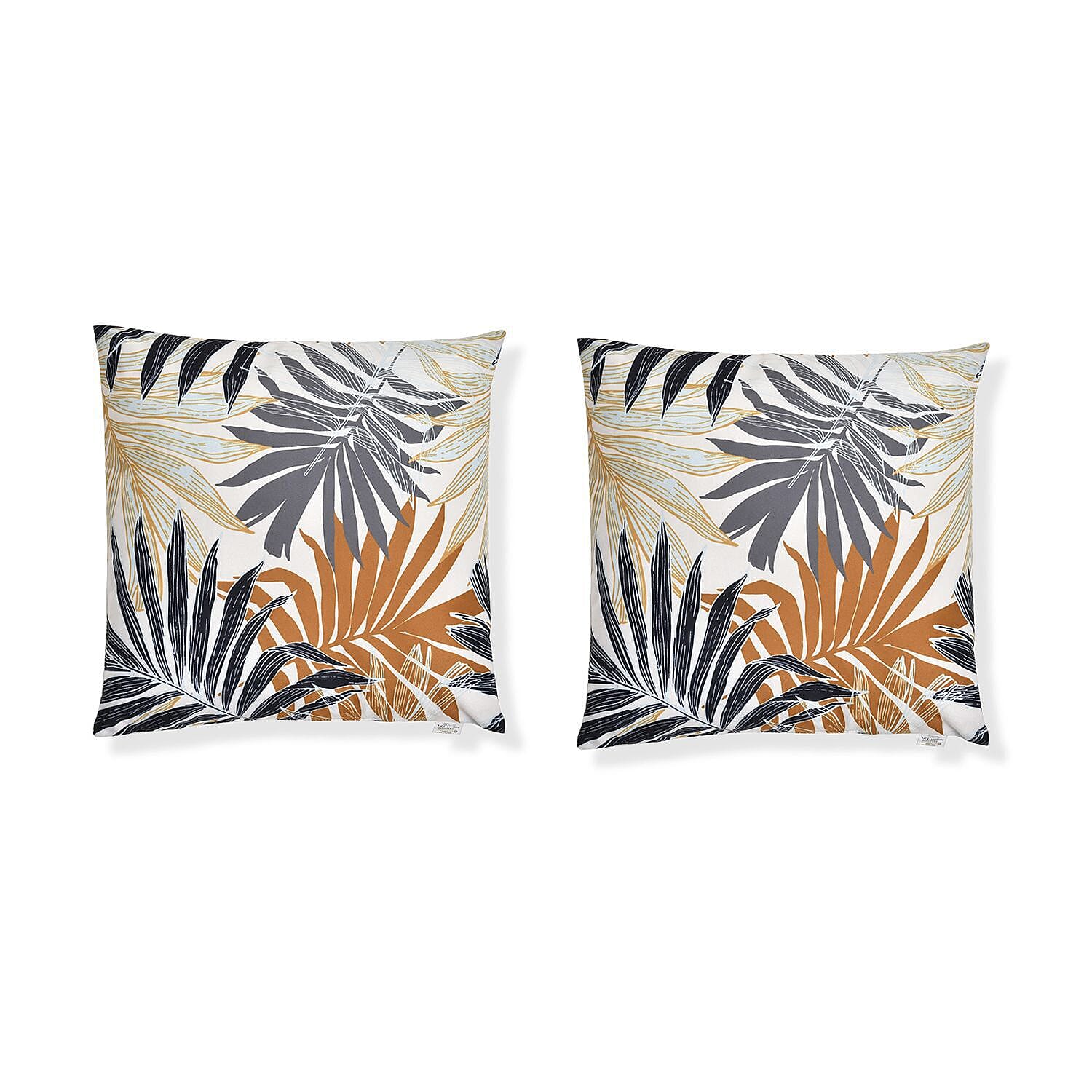 Set of 2 -  Palm Leaves Pattern Cushion (Size 43 cm) - Brown