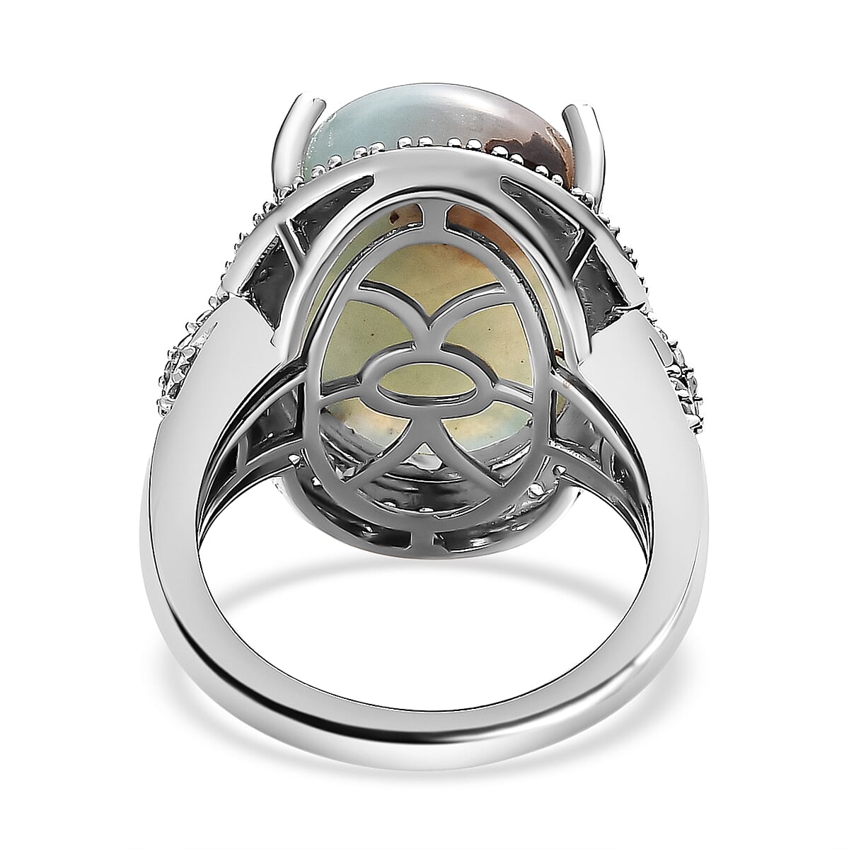 Zimbaprase and Natural Zircon Ring in Platinum Overlay Sterling Silver 15.98 Ct Zimbaprase and Natural Zircon Ring in Platinum Overlay Sterling Silver 15.98 Ct
