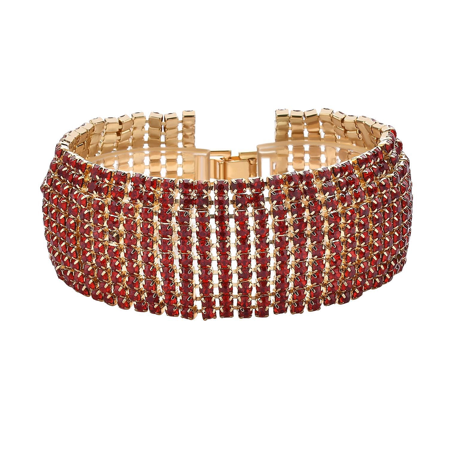 Red Crystal Bracelet (Size - 7.5) in Yellow Gold Tone 20.00 Ct.