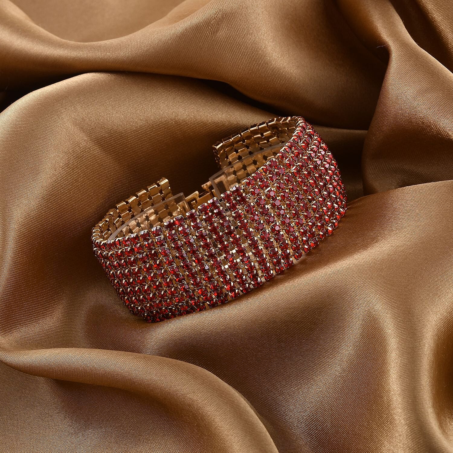 Red Crystal Bracelet (Size - 7.5) in Yellow Gold Tone 20.00 Ct.
