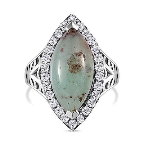 Zimbaprase and Natural Zircon Ring in Platinum Overlay Sterling Silver 7.04 Ct