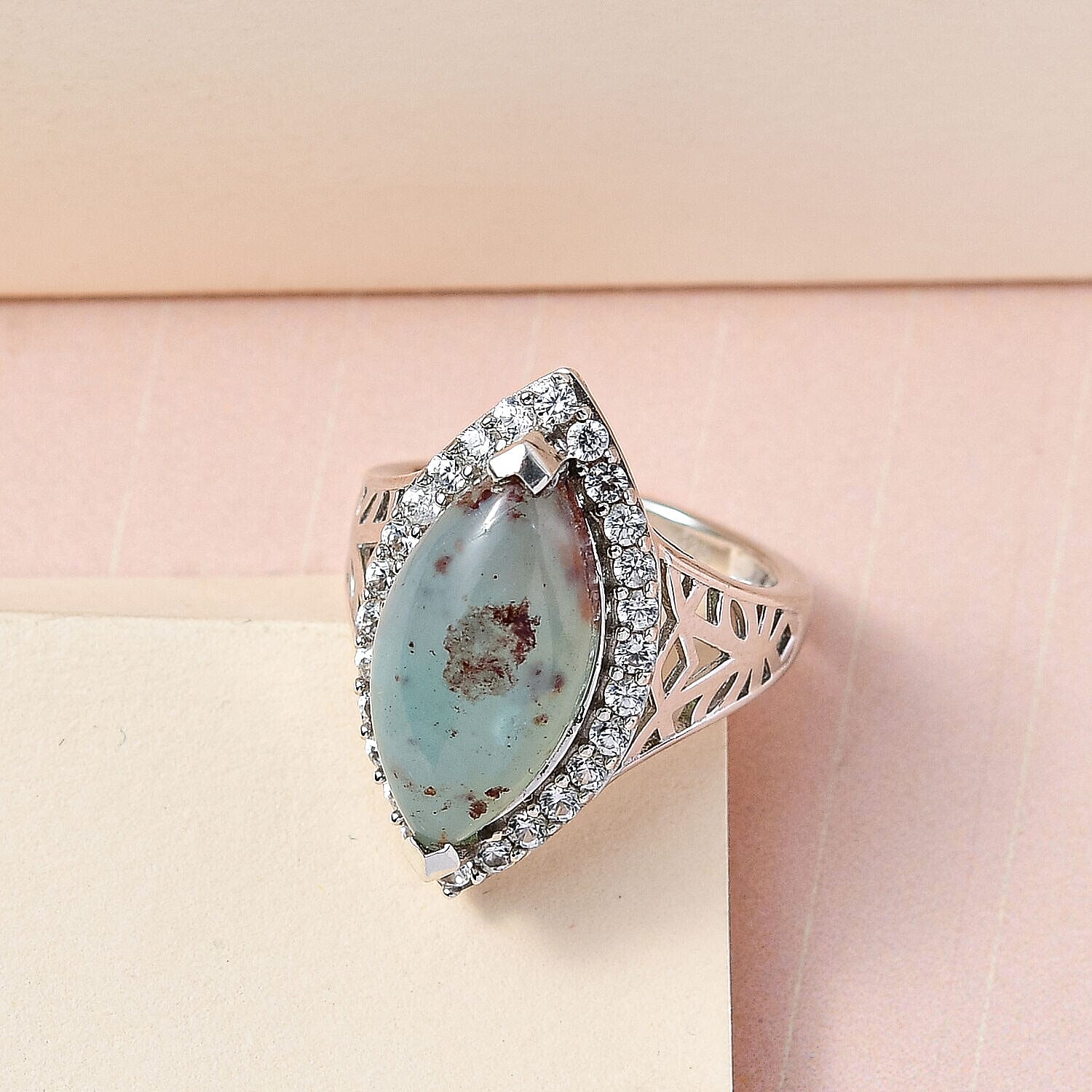 Zimbaprase and Natural Zircon Ring in Platinum Overlay Sterling Silver 7.04 Ct Zimbaprase and Natural Zircon Ring in Platinum Overlay Sterling Silver 7.04 Ct