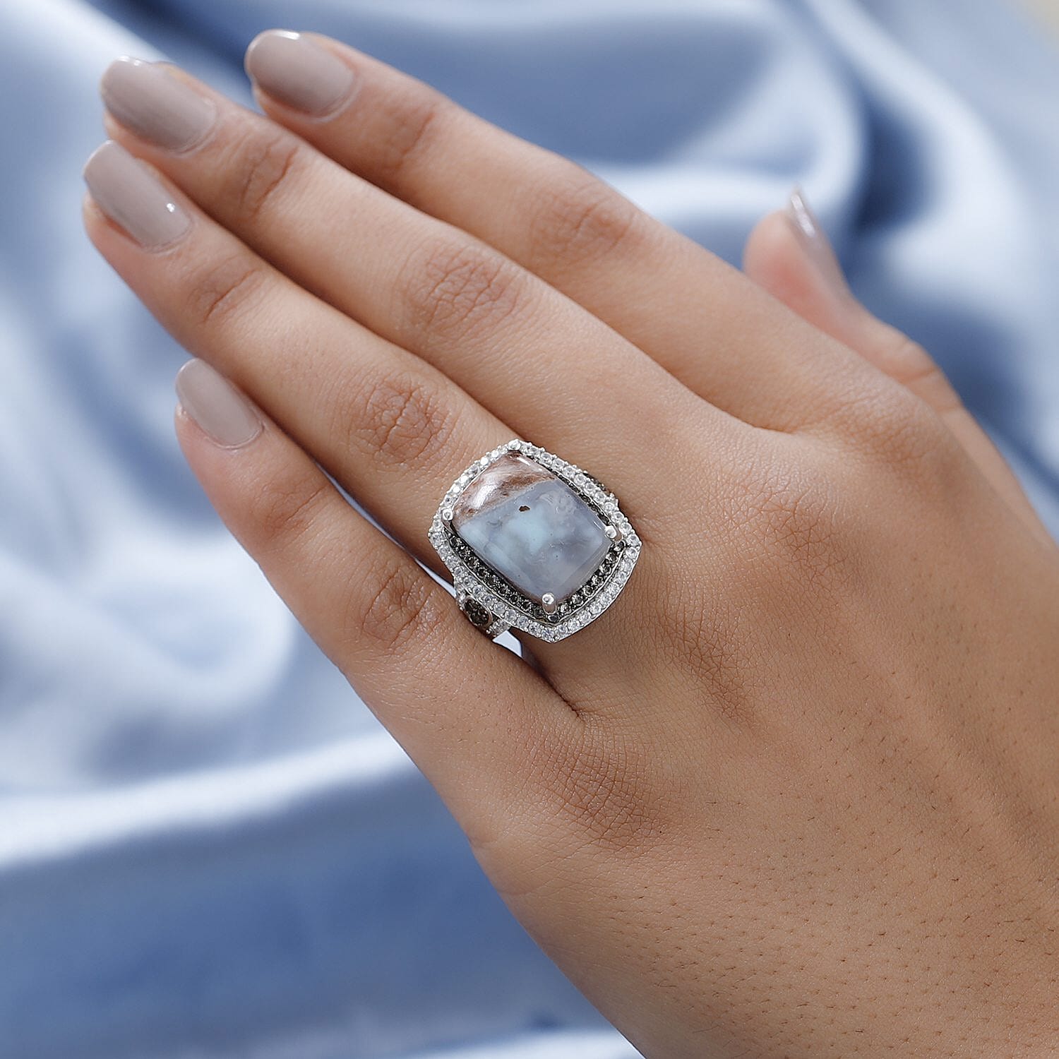 Zimbaprase and Multigemstone Ring in Platinum Overlay Sterling Silver 13.71 Ct, Silver Wt. 5.00 Gms.