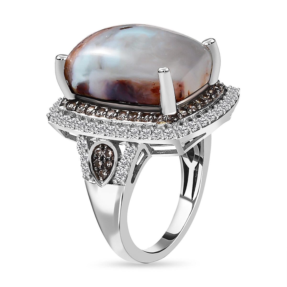 Zimbaprase and Multigemstone Ring in Platinum Overlay Sterling Silver 13.71 Ct, Silver Wt. 5.00 Gms.