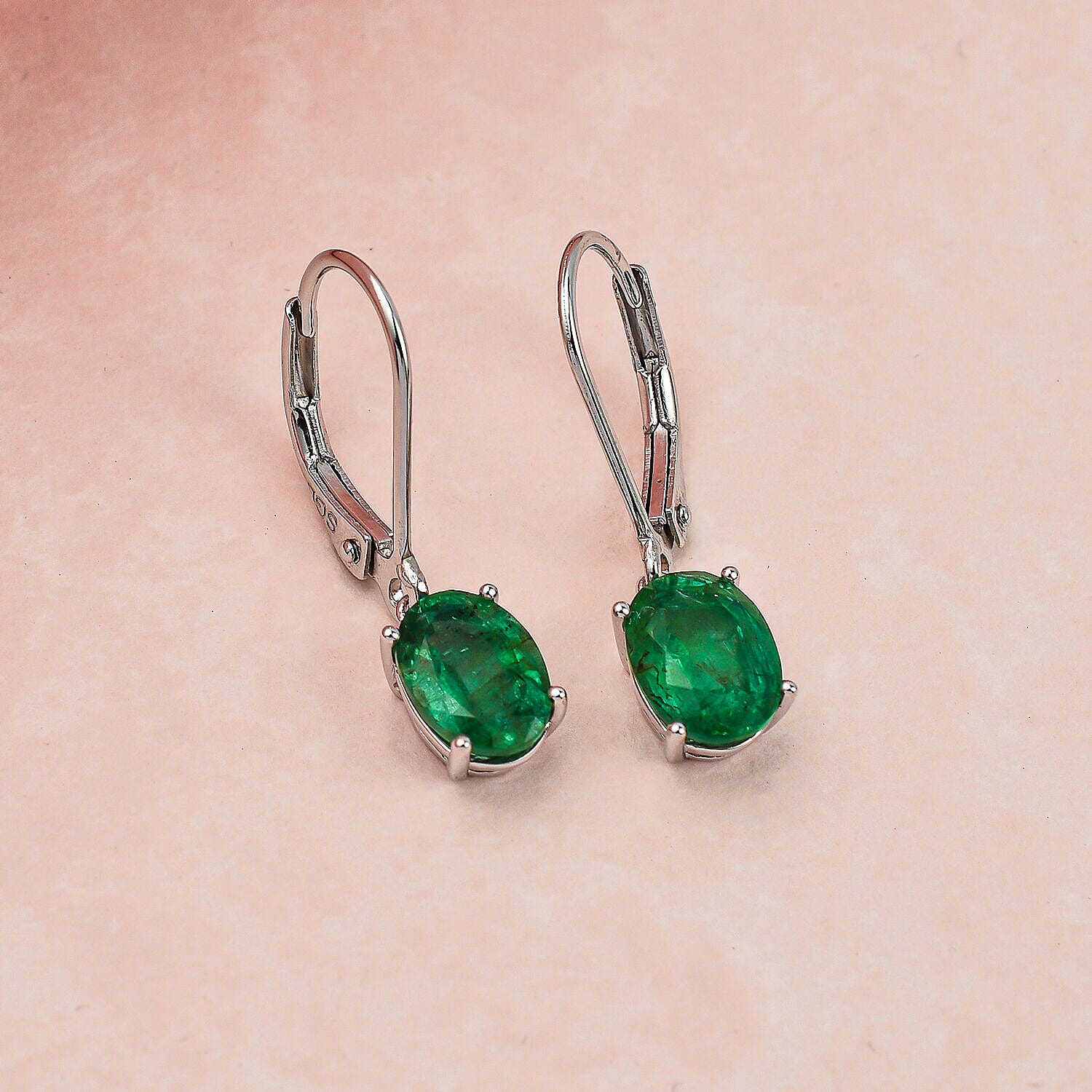 AAA Exclusive Edition Gemfields Zambian Emerald Earrings (with Lever Back) in Sterling Silver 2.40 Ct.
