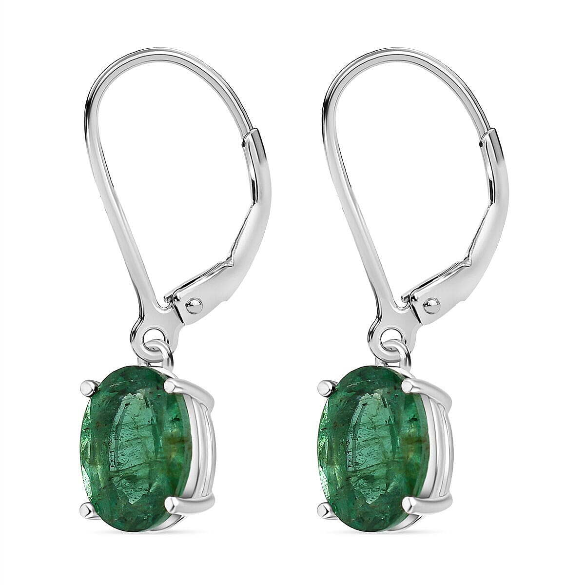 AAA Exclusive Edition Gemfields Zambian Emerald Earrings (with Lever Back) in Sterling Silver 2.40 Ct.