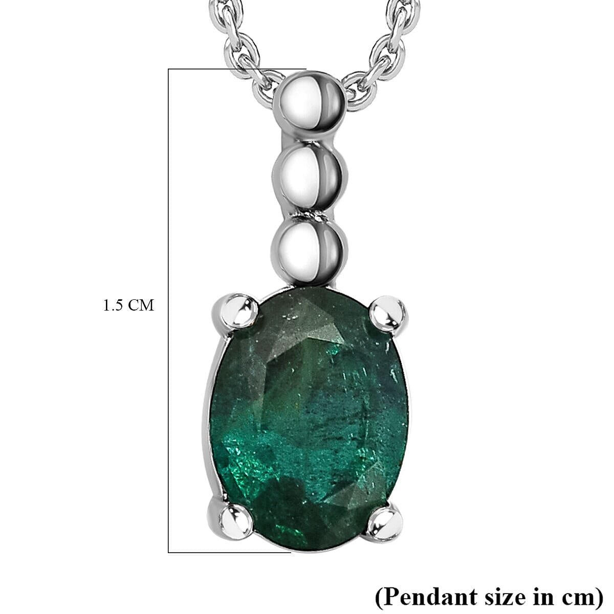 AAA Exclusive Edition Gemfields Zambian Emerald Pendant with Chain (Size - 20) in Rhodium Overlay Sterling Silver 1.20 Ct.
