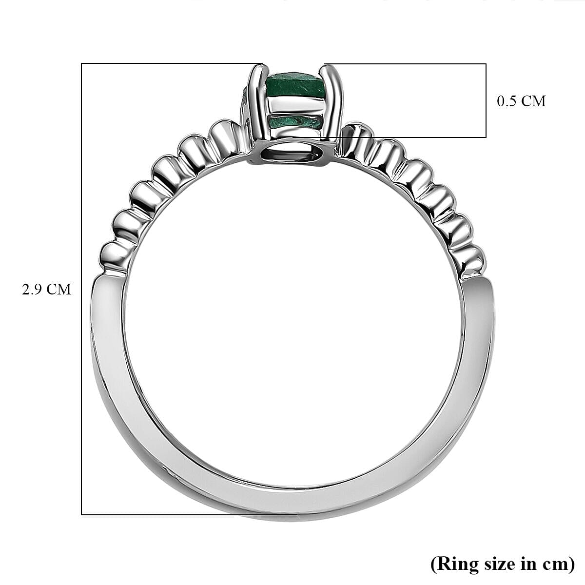 AAA Gemfields Emerald Ring in Rhodium Overlay Sterling Silver 1.20 Ct.
