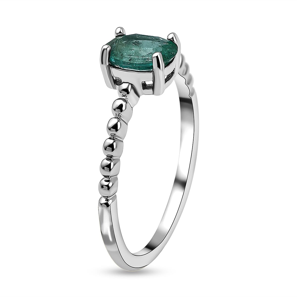 AAA Gemfields Emerald Ring in Rhodium Overlay Sterling Silver 1.20 Ct.