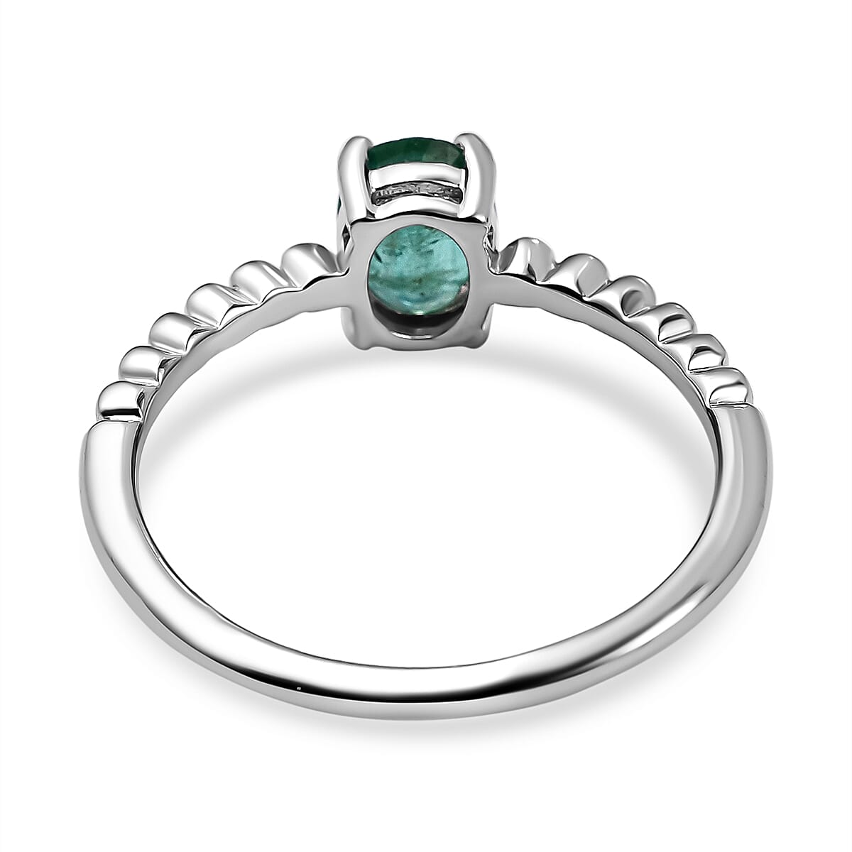 AAA Gemfields Emerald Ring in Rhodium Overlay Sterling Silver 1.20 Ct.