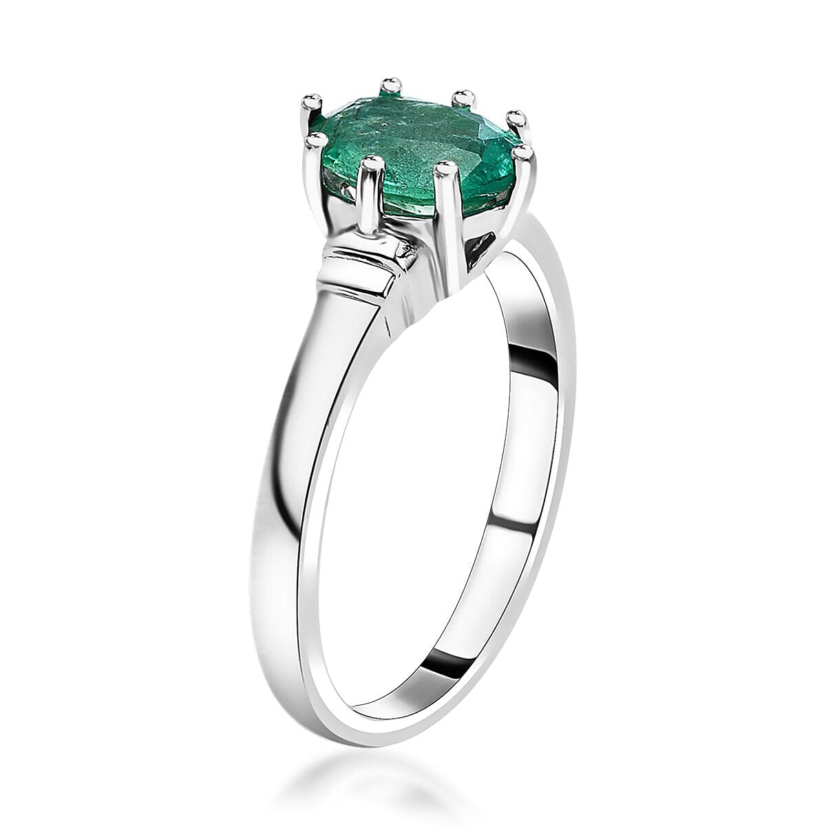 AAA Exclusive Edition Gemfields Zambian Emerald Ring in Rhodium Overlay Sterling Silver 1.20 Ct.