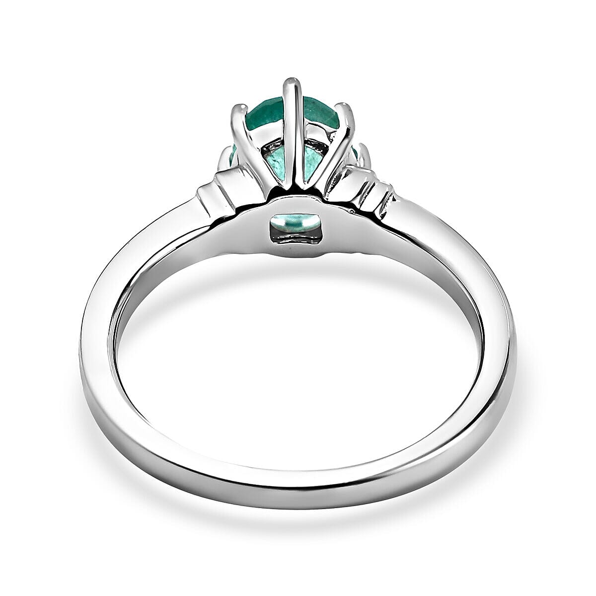 AAA Exclusive Edition Gemfields Zambian Emerald Ring in Rhodium Overlay Sterling Silver 1.20 Ct.