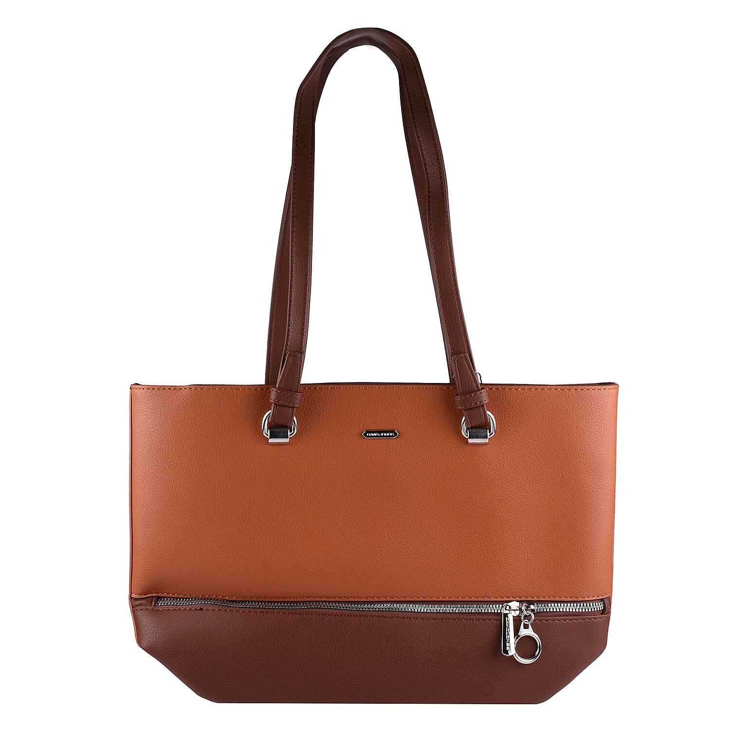 DAVID JONES Tote Bag with Shoulder Strap (Size 27x24x13Cm) - Tan & Brown